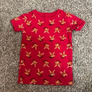 Old Navy Red Reindeer Short Sleeve Sleepwear Top Size 5T